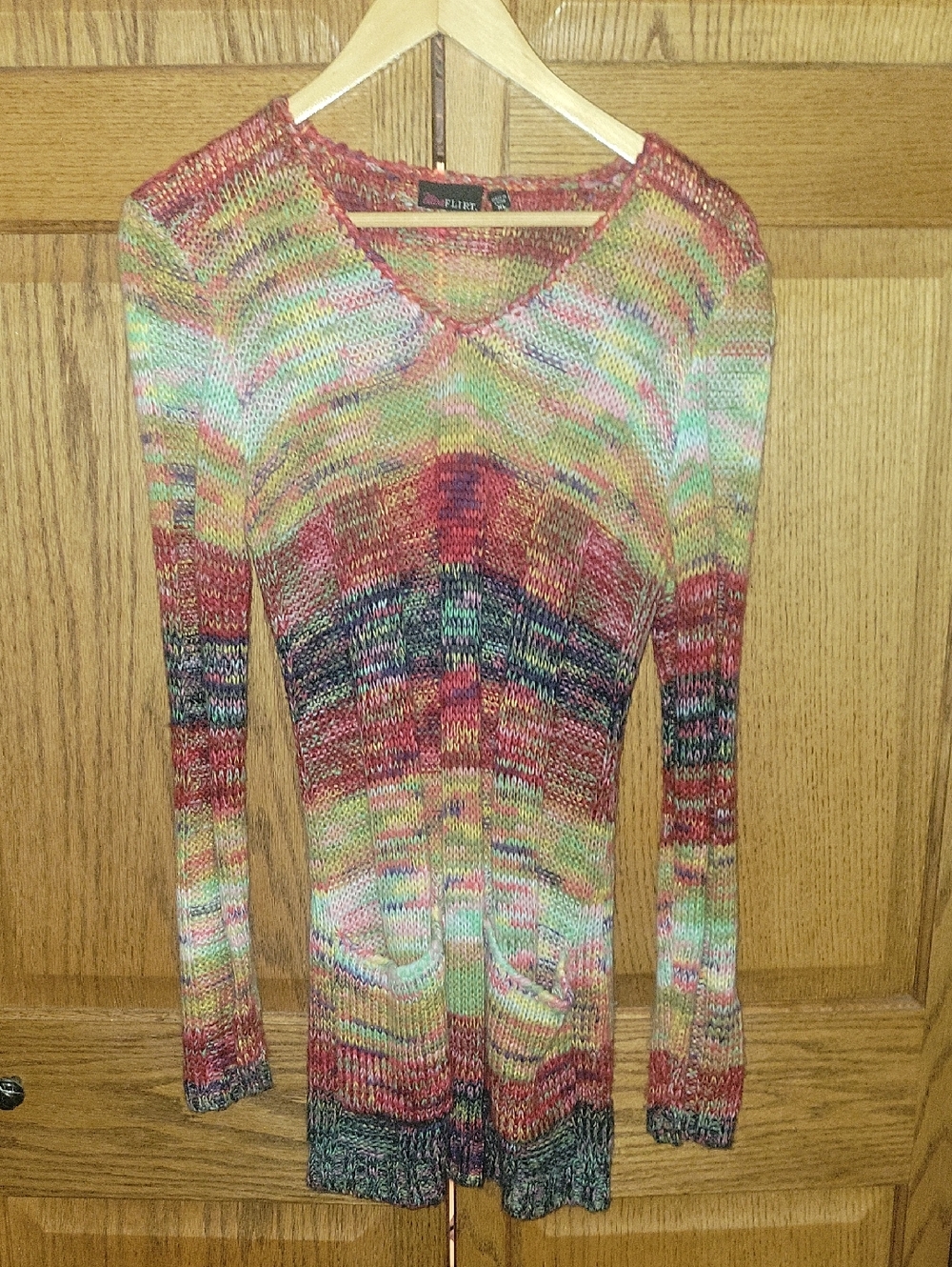 Ultra Flirt Multicolor Striped V-Neck Knit Top